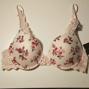 Pink Lace Floral Bra